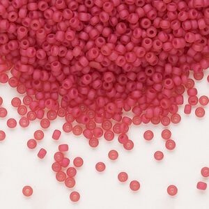 Seed bead, Dyna-Mites&trade;, glass 1pkg0.5kg, #11 round, translucent inside dyed color matte fuchsia (226MA 11/0 RR)
