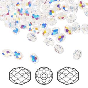 Bead 360pk crystal AB, Swarovski&reg; 5x4mm olive briolette 5044