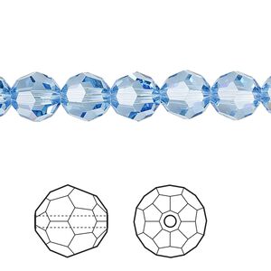 Bead 12pk light sapphire, Crystal Passions&reg; 8mm round 5000