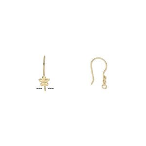 Ear wire fishhook 1pkg100 gold-plated, 21mm / flower / open loop, 21 gauge stainless steel 50 pair