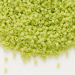 Seed bead, Delica&reg;, glass, pkg/7.5g, #15 round, opaque chartreuse (DBS-0733).