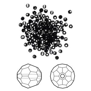 Bead 144pk jet, Crystal Passions&reg; 2mm round 5000