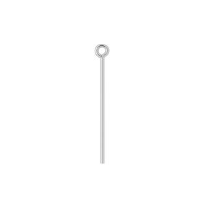 Eye pin 1pkg500 silver-plated, 1 inch, 21 gauge brass