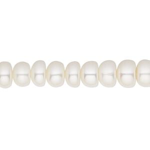 Pearl, White Lotus&trade;, cultured freshwater (bleached), white, 7.5-8mm button, A- grade, Mohs hardness 2-1/2 to 4. Sold per 15-1/2" to 16" strand.