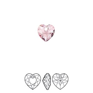 Drop 72pk light rose, Swarovski&reg; 8mm pendant heart cut 6432