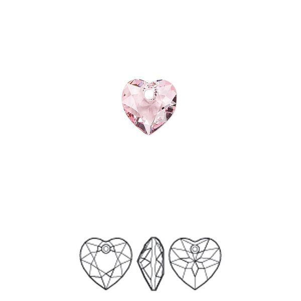 Drop 72pk light rose, Swarovski&reg; 8mm pendant heart cut 6432 image number 0