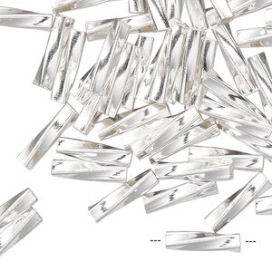 Bead 1pkg50 sterling silver, 6x1.5mm twisted tube
