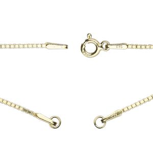 Chain 1pkg1 sterling silver box, 1.1mm necklace component / 3.5mm jump ring / springring clasp, "vermeil" 18.75 inch