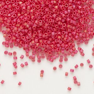 Seed bead, Delica&reg;, glass, pkg/250g, #11 round, opaque matte rainbow orange red (DB-0874).