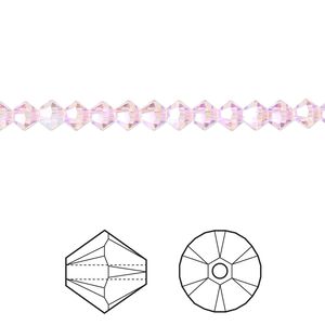 Bead 144pk light rose AB 2X, Crystal Passions&reg; 4mm bicone 5328
