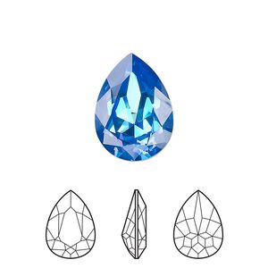Fancy stone 6pk crystal royal blue DeLite, Crystal Passions&reg; 18x13mm pear 4320