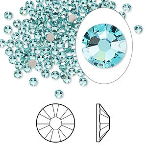 Flat back 144pk light turquoise foil back, Crystal Passions&reg; 2.5-2.7mm rose round SS9 2058