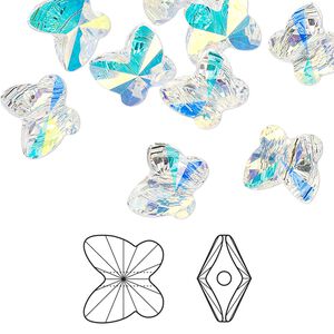 Bead 48pk crystal AB, Crystal Passions&reg; 10x9mm butterfly 5754
