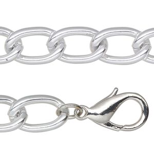 Chain 1pkg1 curb, 11mm, silver aluminum 46 inch unfinished