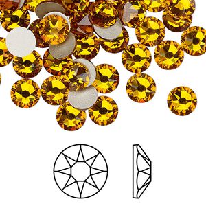 Flat back 288pk topaz foil back, Swarovski&reg; 6.32-6.5mm rose round SS30 2088