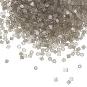 Seed bead, Preciosa Ornela Czech glass, pkg/500g, #11 2-cut hex, translucent solgel dyed satin grey, (05141).