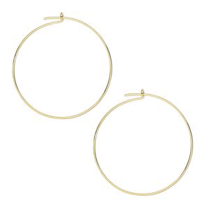 Hoop, gold-plated brass, 25mm round, 24 gauge. Sold per pkg of 5 pairs.