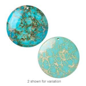Magnesite 1pkg1, hand-cut flat back round focal, turquoise blue 40mm