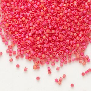Seed bead, Delica&reg;, glass, pkg/7.5g, #11 round, opaque matte rainbow coral (DB-0873).