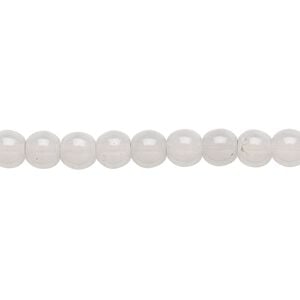 Bead, Czech dipped d&eacute;cor glass druk, silver grey, 6mm round. Sold per 15-1/2" to 16" strand.