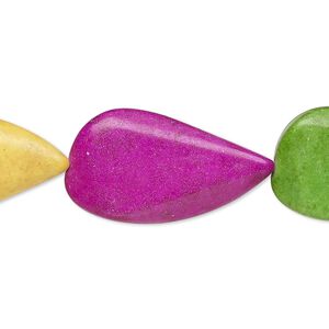 Magnesite / resin 1pkg1, coated faceted curved teardrop bead 8 inch mixed colors 27x15mm-28x16mm