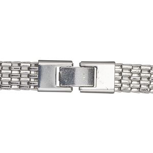 Chain 1pkg1 woven, 8.2mm / fold-over clasp, imitation rhodium-finished steel 18 inch
