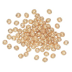 Bead 1pkg100 gold-plated, 4mm cutout round, brass