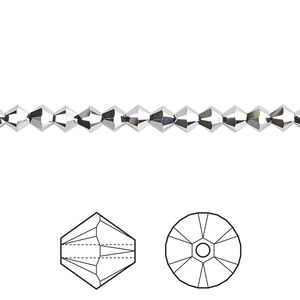 Bead 48pk crystal light chrome 2X, Crystal Passions&reg; 4mm bicone 5328