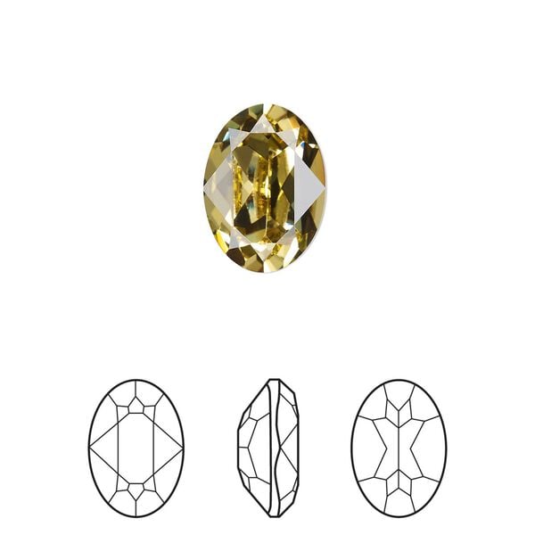 Fancy stone 1pkg144 dark jonquil foil back, Swarovski&reg; ReCreated&trade; 14x10mm oval 4120 image number 0