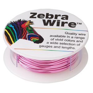 Wire, Zebra Wire&trade;, color-coated copper, pink, round, 18 gauge. Sold per 10-yard spool.