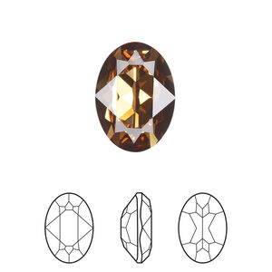 Fancy stone 1pkg48 light smoked topaz foil back, Swarovski&reg; ReCreated&trade;, 18x13mm faceted oval 4120
