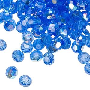Bead 144pk sapphire AB, Preciosa Czech crystal 6mm round
