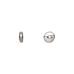 Bead, TierraCast&reg;, white bronze-plated pewter (tin-based alloy), 6.5x2.5mm dimpled freeform rondelle. Sold per pkg of 20.