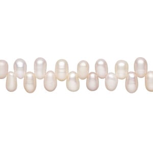 Freshwater pearl 1pkg1, top-drilled rice natural, 15 inch peach and mauve 5x4mm-6x4mm cultured