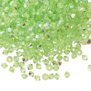 Bead 144pk limecicle AB, Preciosa Czech crystal 3mm bicone
