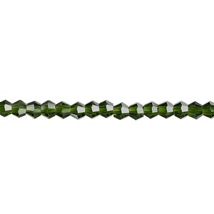 Bead 1pk transparent emerald green, Celestial Crystal&reg; 4mm bicone 15.5-16 inch