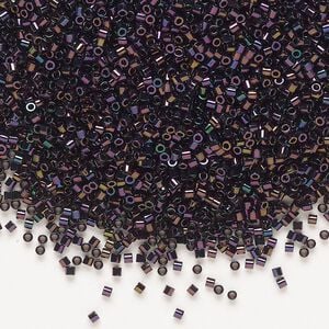 Seed bead, Delica&reg;, glass, pkg/50g, #15 round, opaque metallic iris dark plum (DBS-0004).