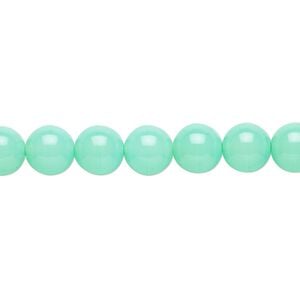 Bead, Czech dipped d&eacute;cor glass druk, light turquoise blue, 8mm round. Sold per 15-1/2" to 16" strand.