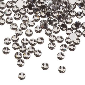 Flat back, Dance With Me&trade; crystal rhinestone, black diamond, foil back, 3.8-4mm rose, SS16. Sold per pkg of 144 (1 gross).