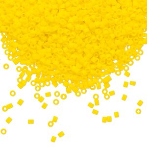 Seed bead, Delica&reg;, glass, pkg/250g, #11 round, opaque matte canary (DB-1582).