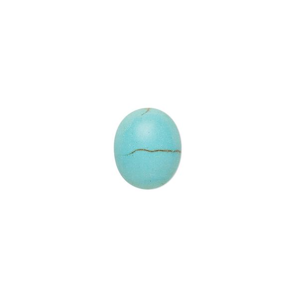 Cabochon, "turquoise" (resin) (imitation), 12x10mm calibrated oval with matrix. Sold per pkg of 2. image number 0