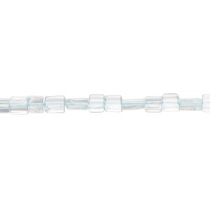Goshenite 1pkg1, hand-cut flat rectangle / square bead 14 inch 3mm-6x4mm