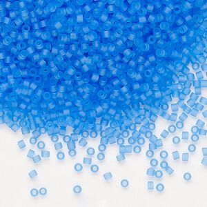 Seed bead, Delica&reg;, glass, pkg/7.5g, #11 round, translucent matte sapphire (DB-1270).