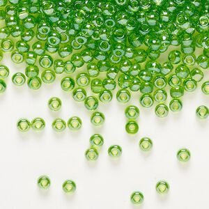 Seed bead, Preciosa Ornela Czech glass, pkg/500g, #8 rocaille, translucent luster green, (56430).
