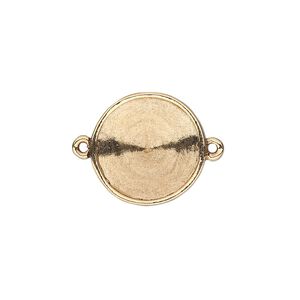 Link, Almost Instant Jewelry&reg;, antique gold-plated pewter (tin-based alloy), 18mm round with 16mm rivoli setting. Sold individually.