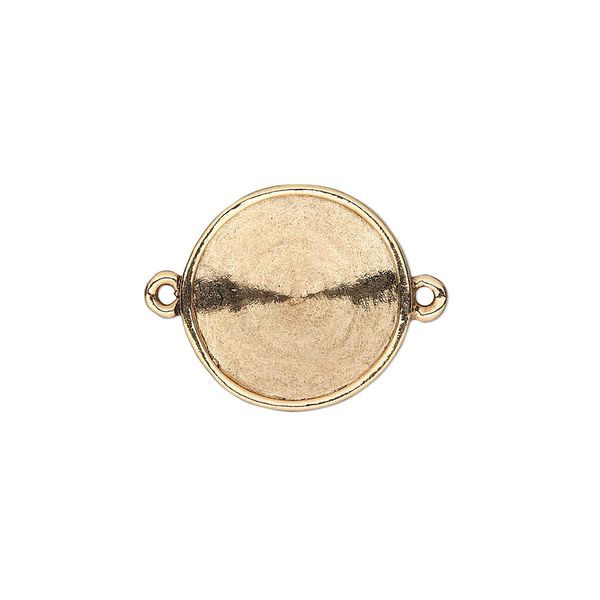 Link, Almost Instant Jewelry&reg;, antique gold-plated pewter (tin-based alloy), 18mm round with 16mm rivoli setting. Sold individually. image number 0