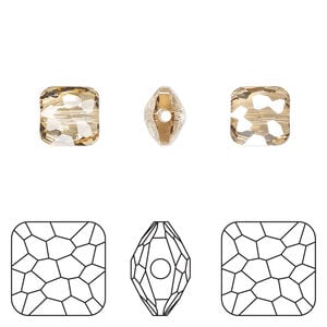 Bead 1pkg4 crystal golden shadow, Crystal Passions&reg; 8mm puffed square 5035