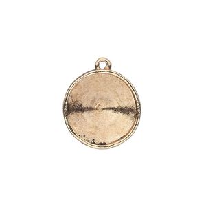 Drop, Almost Instant Jewelry&reg;, antique gold-plated pewter (tin-based alloy), 18mm round with 16mm rivoli setting. Sold individually.