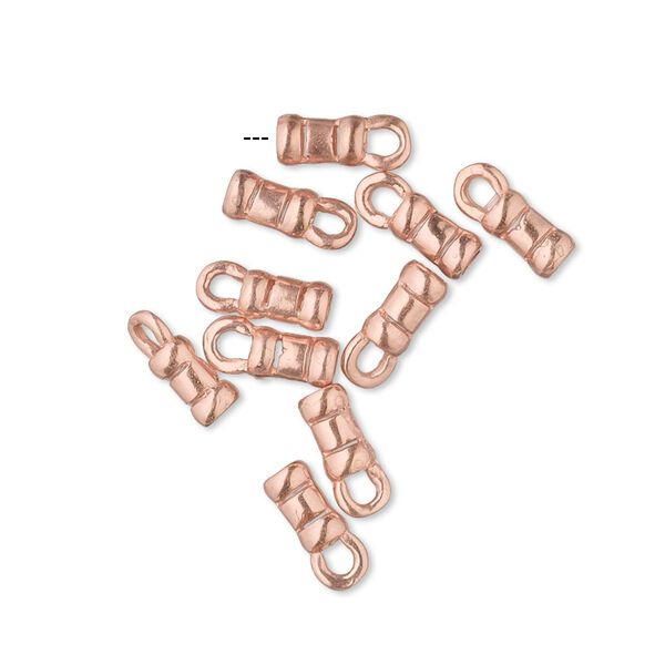 Crimp end 1pkg10 copper-plated, 6x3.5mm tube / loop / 2mm inside diameter, brass / JBB Findings image number 0