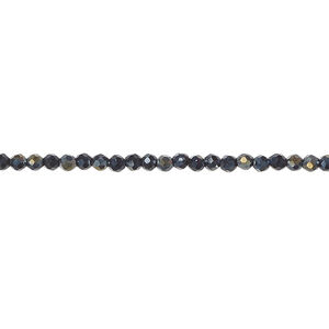 Glass 1pkg1, faceted round bead 14 inch transparent black AB 2mm